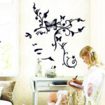 Wallstiker Dinding Siluet Gadis Bunga AY9118 Wall Sticker Kamar Tidur Anak Aesthetic
