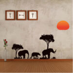 Elephants Family Tree Forest Sun Newest Creative Home Decal Wall Stickers - Image 3