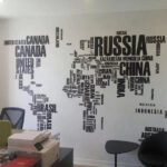 World Map Wall Decal With Country Names World Country Atlas Sticker Vinyl Wall Map Decor Office Wall Art Decor Black size 60x90 nc015 - Image 2