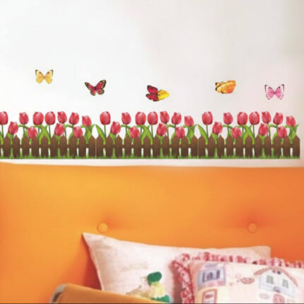 Wall Sticker Meadow Spring Window Sticker Flowers Grass Butterflies Border I Wall sticker size 50x70 dms570029