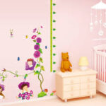 OneHouse Morning Glory Purple Flowers Little Children Measurement Growth Chart (60-180cm) Wall Sticker for Kids Room - Image 2