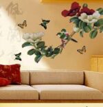 Peony Flower Tree Butterfly Wall Sticker Reusable Art Mural Decor Wallpaper size 60x90 ay938 - Image 2