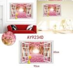 AY9234D cherry tree avenue 3d fake windows landscape green pvc wall sticker Removable wall stickers home decor wall decor - Image 10