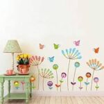 Colorful Cartoon Dandelion Wall Paper, Butterfly Flowers ， Background Wall Sticker for Home Kindergarten Decor - Image 7