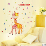 Wall Sticker Cartoon Animal Giraffe Nursery Classroom Decoration Kids Bedroom Decor Removable Cover Posters size 50x70 sk7076 - Image 2