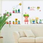 Kappier Colorful and Cute Potted Plants Peel & Stick Removable Border Wall Decals size 60x90 ay1906 - Image 2