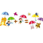 Bomeautify Murals Wall Stickers Kindergarten Classroom Layout Decoration Children Room Bedroom Cartoon Stickers Removable Paper Color Floating Umbrella, size 50x70 ay7037 - Image 2
