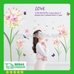 SK9016 Lily Bouquet Color Wall Stickers Vine Beautiful Flowers Quotes Vinyl Decals Living Room Home Decoration - Image 6
