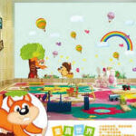 Happy Wall Sticker Landscape With Animals XL Squirrel Bird Rainbow Mill - For Children's Room / Baby Room size 60x90 ay241ab - Image 5