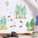 Ampire Wall Stickers Stagg and Deer in Forest for Living Room Decor abc1059