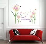 SK9016 Lily Bouquet Color Wall Stickers Vine Beautiful Flowers Quotes Vinyl Decals Living Room Home Decoration - Image 9