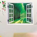 AY914 Lifelike Valley Window Wall Sticker Quality 90*60cm PVC Removable Beautiful Views Decal Vivid Green Forest Wall art Mural - Image 13