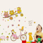 DIY Removable Tree Branches Cartoon Bicycle Flower Sheep Dog Owl Art Mural Vinyl Waterproof Wall Stickers Kids Room Decor Nursery Decal Sticker - Image 6