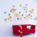Colorful Cartoon Dandelion Wall Paper, Butterfly Flowers ， Background Wall Sticker for Home Kindergarten Decor - Image 6