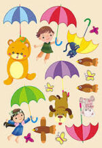 Children's room wall sticker with animals and people on umbrellas size 50x70 xy8011 - Image 4