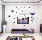 Novelty Flowers Butterflies Trees Wall Stickers Cartoon Animals Removable Wall Decals Home Decor PVC Art Mural Baby Boys Girls Kids Bedroom Kitchen Room Decoration (Blue Flower Butterfly) size 60x90 AY9184B - Image 5