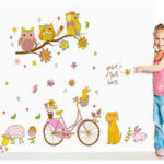 DIY Removable Tree Branches Cartoon Bicycle Flower Sheep Dog Owl Art Mural Vinyl Waterproof Wall Stickers Kids Room Decor Nursery Decal Sticker - Image 4