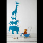Growing Up with Friends: Blue Animal Tower Wall Decal  Reach for the Sky: Animal Stack Growth Chart  The Friendly Zoo: Kids' Height Measurement Sticker nc039 size (60x90) - Image 2