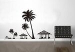 New Design Beach Wall Decal, Tropical Hawaiian Wall Sticker, Coconut Trees Wall Decal Wall Art, Tree Wall Mural Home Decor - Image 2