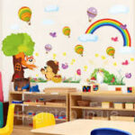 Happy Wall Sticker Landscape With Animals XL Squirrel Bird Rainbow Mill - For Children's Room / Baby Room size 60x90 ay241ab - Image 3