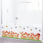 Corner Baseboard Cover Wall Decal Stickers Fresh Flowers Butterfly Home Decor DIY Vinyl Murals size 50x70 mj7027 - Image 4