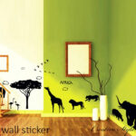 AY9186 African style lion elephant animal wall stickers creative background bar black glass removable,60X90CM sticker - Image 2