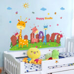 Cartoon Giraffe Pattern Wall Stickers Kindergarten Children's Room Bedroom Bedside Decoration Self-Adhesive Wall Stickers size 50x70 xls7223 - Image 5