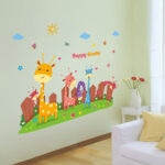 Cartoon Giraffe Pattern Wall Stickers Kindergarten Children's Room Bedroom Bedside Decoration Self-Adhesive Wall Stickers size 50x70 xls7223 - Image 3