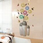 Yellow & Blue Flower Vase Printed Self-Adhesive Removable Wall Sticker - Image 3