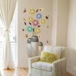 Yellow & Blue Flower Vase Printed Self-Adhesive Removable Wall Sticker - Image 5