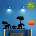 Elephants Family Tree Forest Sun Newest Creative Home Decal Wall Stickers - Image 5