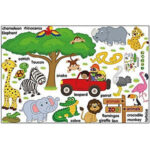 Sk9084 JAAMSO ROYALS Cute Cartoon Tree Animals Zoo English Words ' Wall Sticker (PVC Vinyl, 90 cm X 60 cm, Children's Room Décor Stickers) - Image 3