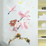 quire 65 cm Wall Stickers Cartoon Fish Cupid Flamingo Moon Kids Room Door Decor Self Adhesive Sticker  (Pack of 1) - Image 2