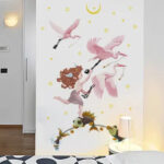 quire 65 cm Wall Stickers Cartoon Fish Cupid Flamingo Moon Kids Room Door Decor Self Adhesive Sticker  (Pack of 1) - Image 4