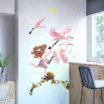 quire 65 cm Wall Stickers Cartoon Fish Cupid Flamingo Moon Kids Room Door Decor Self Adhesive Sticker  (Pack of 1) - Image 5
