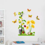 Wall Stickers Sunflowers in the Garden Nature Nursery Room Self Adhesive Sticker - Image 2
