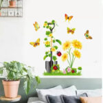 Wall Stickers Sunflowers in the Garden Nature Nursery Room Self Adhesive Sticker - Image 5