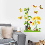 Wall Stickers Sunflowers in the Garden Nature Nursery Room Self Adhesive Sticker - Image 4