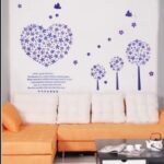 Lavender Flower Wall Sticker Dinding Motif Love  Purple heart decal Size:60x90 Lm8007 - Image 3