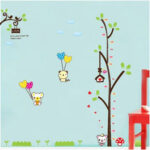 lovely wall paper tree Teddy bear decorate the classroom cartoon children room height sticker am9015 - Image 2