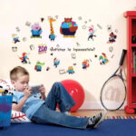 Sk7155 JAAMSO ROYALS Cartoon Animals Zoo School Decorative Self Adhesive Vinyl Wall Sticker