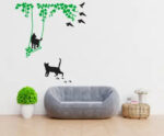 Divine studio 61 cm Cat On Swings Design Wall Sticker Standard Size -61cmx120cm Color - Multicolor Self Adhesive Sticker  (Pack of 1) - Image 2