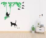 Divine studio 61 cm Cat On Swings Design Wall Sticker Standard Size -61cmx120cm Color - Multicolor Self Adhesive Sticker  (Pack of 1) - Image 3