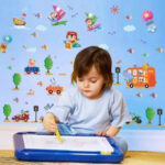 Creative Cartoon Car Wallpaper Kids Room Kindergarten Background Decorative Wall Stickers - Image 4