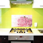 BIBITIME Pink Rose Kitchen Oil Proof Wall Stickers 17.72 inches x 27.56 inches Roses Flower - Image 7