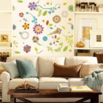 Colorful Flower Fabric Wall Sticker, Southern European Floral Print, Wildflowers size 60x90 df5075