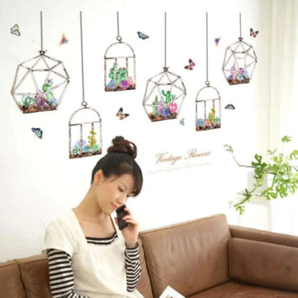 WALLPAPER STICKER 50X70 SK7174 VINTAGE CACTUS FLOWER MOTIF size 50x70 sk7174