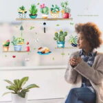 HM71007 CUTE PLANT DISPLAY POTS VASE 50X70 WALLSTICKER WAL STIKERS - Image 2