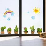 XH6216 CACTUS N RAINBOW RAINBOW CACTUS WALL STICKER 45X60 WALSTICKER - Image 2