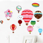 Cute 3D Vinyl Hot Air Balloon Wall Stickers Smiley Face Puffy Clouds Stickers Decor  size 50x70 dm570074 - Image 3